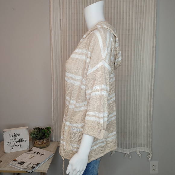 M BY MICHAEL STARS 2012 VINTAGE V-NECK HOODIE. STRIPED SIZE 1 (FITS LIKE M/L) - Picture 8 of 11